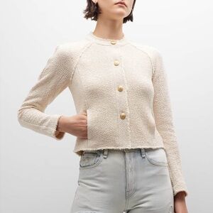 rag & bone Marisa Tweed Jacket Cream Gold Button Blazer Size 4